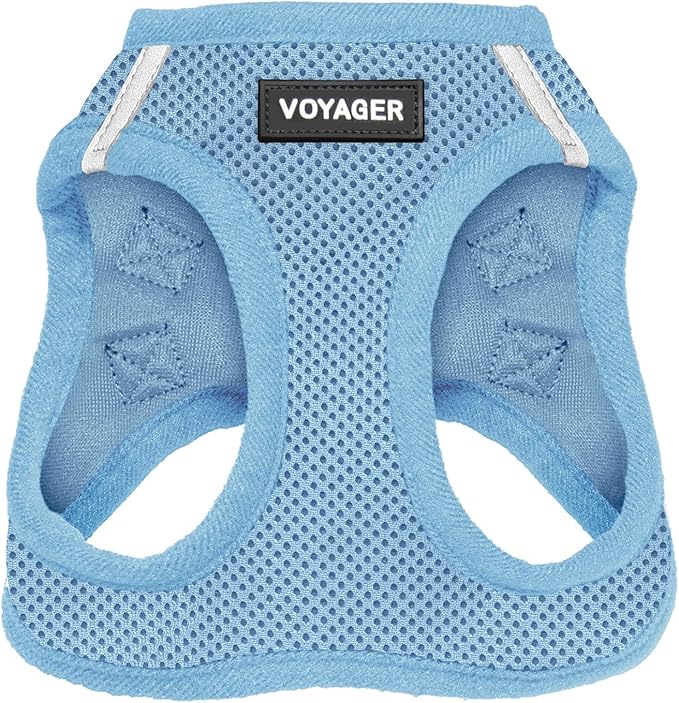 Best Pet Supplies Voyager Step-in Air Harness - All Weather Mesh, Reflective, No Pull Harness for Dogs, Cats - Secure with Hook & Loop Fastener, Buckle, Double D-Rings - Baby Blue, XS