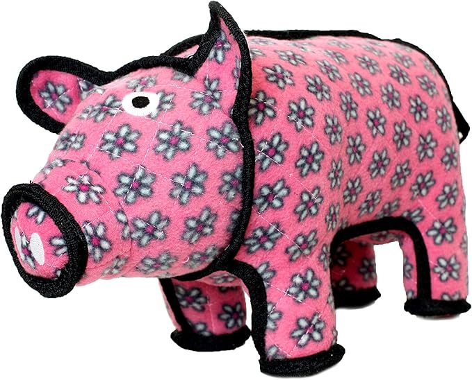 TUFFY - World's Tuffest Soft Dog Toy -Barnyard- Multiple Layers. Made Durable, Strong & Tough. Interactive Play (Tug, Toss & Fetch). Machine Washable & Floats. (Pig, Large 2 Pack)