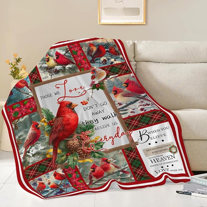 Cardinal Throw Blanket Red Bird Cardinal Stuff Gifts for Kids Girls Boys Adults Women Men Soft Cozy Warm Plush Fluffy Fuzzy Fleece Blanket Christmas Decor 40''X50''