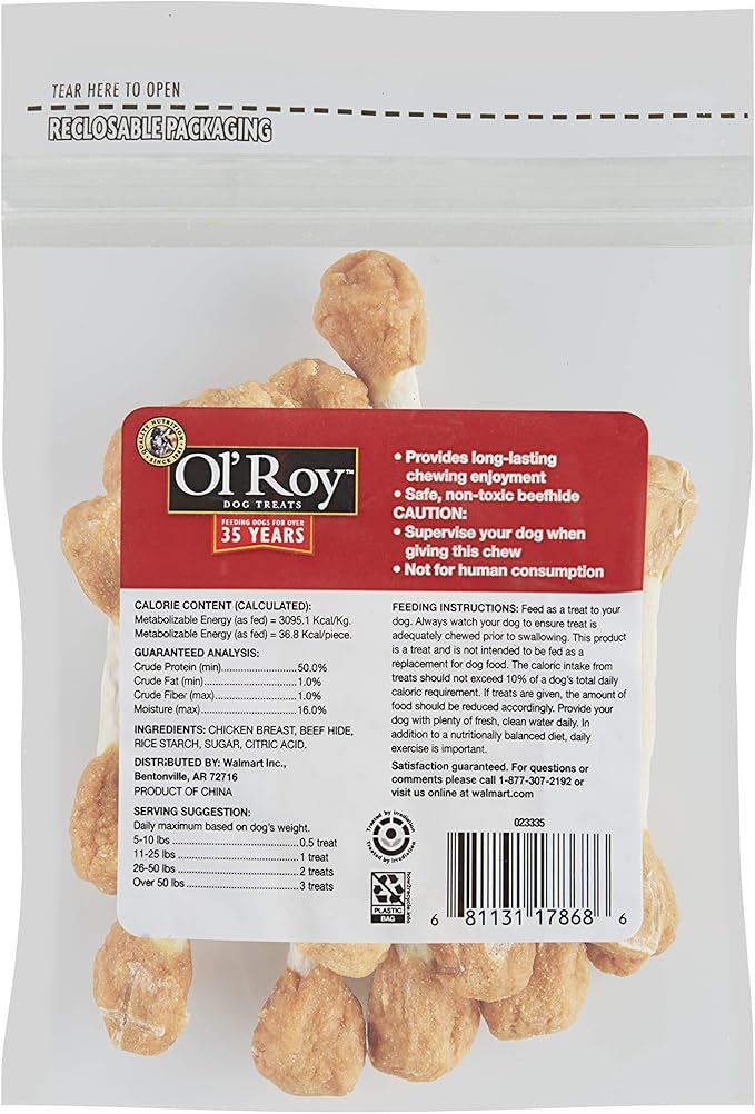 2-Pack Ol' Roy Munchy Dumbbells Chicken and Rawhide Dog Treats 5.9 oz. 28 Total Dumbbells (14-3.5 Dumbbells per Pack)