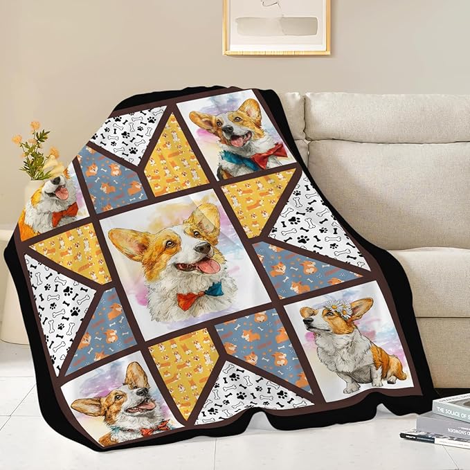 Corgi Throw Blanket Corgi Puppy Stuff Gifts for Dog Lover Kids Girls Boys Adults Women Men Soft Cozy Warm Plush Fluffy Fuzzy Fleece Blanket Decor 60''X80''