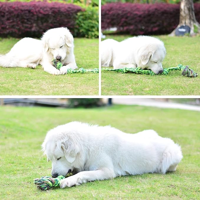 SHARLOVY Dog Toys for Large Dogs and Aggressive Chewers, Indestructible XL Durable Dog Toy,5-Knot Rope Tug,Heavy Duty Chew Sturdy Cotton Knot Rope Toy for Large Breed Dogs
