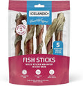 Icelandic+ Fish Sticks - Bully Stick Wrapped in Cod Skin - 5 Pack, 6" - Dog Treats, 2 Ingredient Chews, Hand-Wrapped Wild-Caught Fish, Pet Snacks