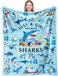 Shark Blanket Gifts for Sharks Lovers Soft Flannel Shark Throw Blanket Birthday Stuff Gifts Bedding Decor for Kids Adults 50"x40"
