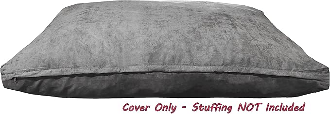 Dogbed4less DIY Pet Bed Pillow Grey Microsuede Duvet Cover and Waterproof Internal case for Large Dog at 55X37X4 Inch - Covers only