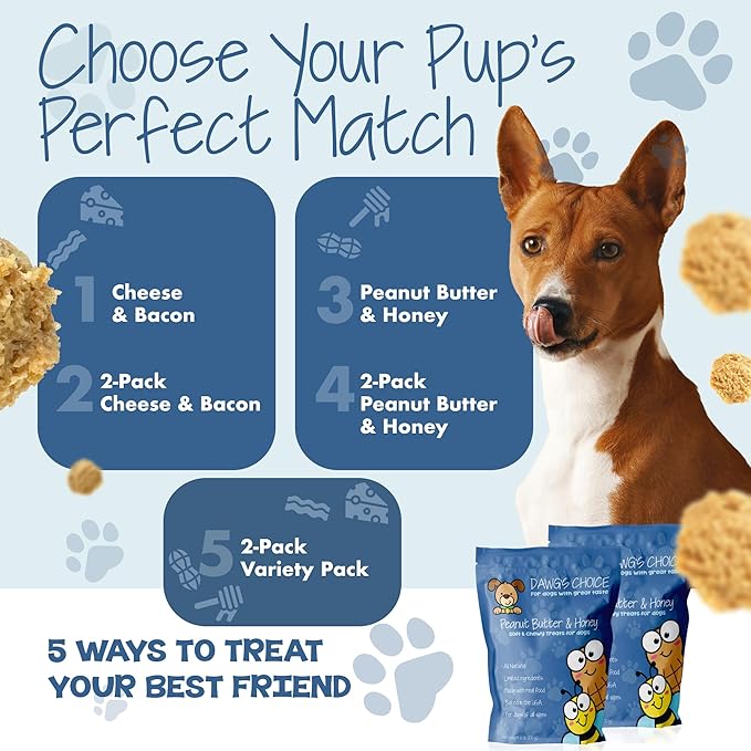 DAWG'S CHOICE Soft & Chewy Dog Treats, Peanut Butter & Honey Snacks for Dogs, Dog Treats Made in USA, Human Grade, All-Natural Ingredients, High Value Training Treats, for Small, Medium & Large Dogs