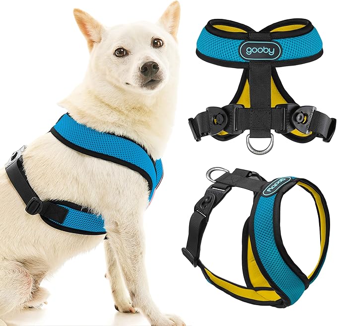 Gooby Comfort X Harness Dual Snap Mesh in Dog Harness - Ocean, Medium