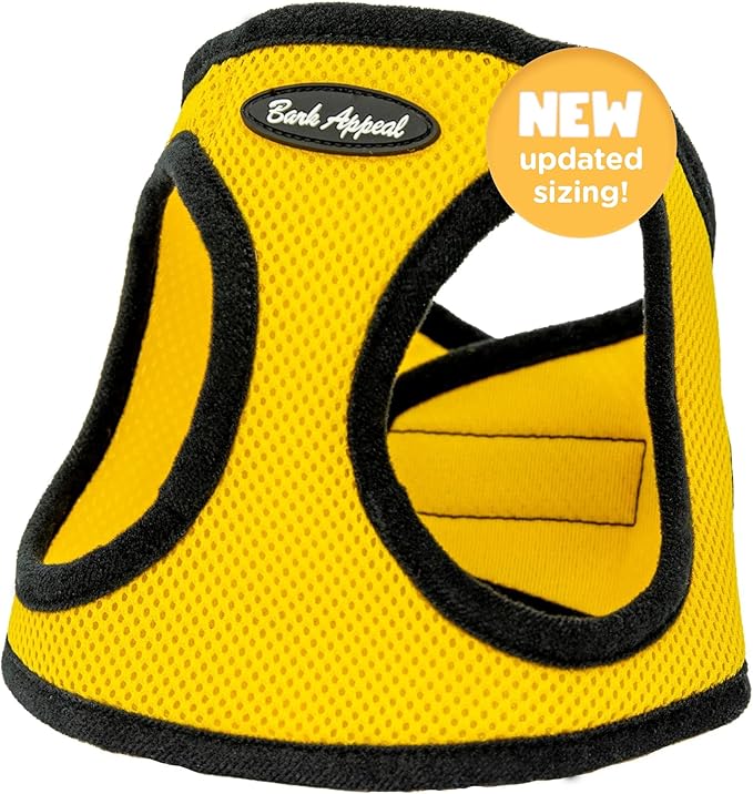 Bark Appeal Yellow Step-in Dog Harness for 2X-Large to 3X-Large Sized Pets – Updated Sizing, Re-Measuring is Essential – Soft Vest Harness – Anti-Choke with Adjustable Strap & Heavy Duty Clip – XXXL