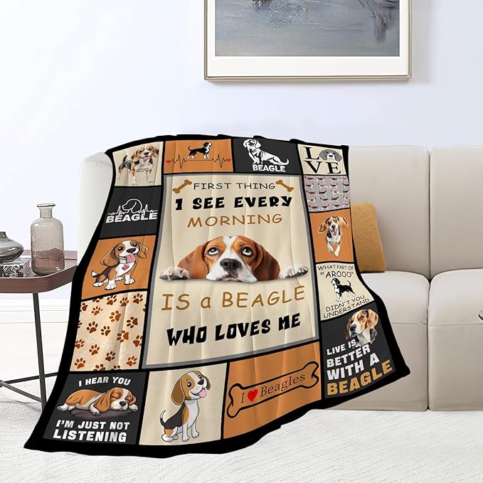 Beagle Gifts, Beagles Throw Blanket, Beagle Stuff for Women Girls Boys Lover Adult Cozy Fleece Flannel Bedding Stuff Plush for Couch Sofa Bed Decor 80"X60"