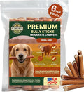 6 Pack 6 Inch Standard Bully Sticks for Dogs – 100% Beef Pizzle, Single Ingredient Rawhide-Free Dental Chews, Long Lasting Natural Dog Treats for Medium to Large Dogs