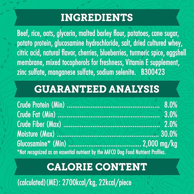 Zuke’s Hip and Joint Support Dog Treats for Adult Dogs of All Sizes, Senior Dog Treats made with Real Beef, 16 oz. Resealable Pouch - 6 oz. Bag