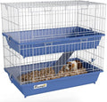 PawHut 2-Tier Guinea Pig Cage, Ferret Cage, Chinchilla Cage, Small Animal Cage Indoor with Dish and Bottle, 2 Doors, Deep Bottoms, Ramp, 28", Blue