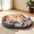 JOEJOY XL Orthopedic Dog Beds Large Sized Dog, Extra Large Washable Waterproof Oval Large Dog Bed with Removable Cover, Egg-Crate Foam Pet Bed with Bolster & Non-Skid Bottom, Dark Grey, 42''x31''