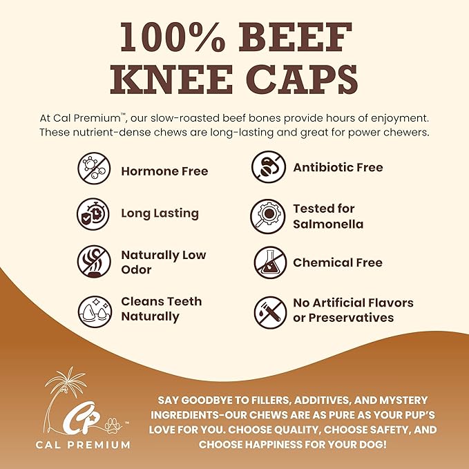 Jumbo Kneecap 2 Pack – Natural Single Ingredient Dog Chews – 4.5 Inch Long Lasting Treat – Slow Roasted for Flavor – Sourced & Made in USA – for Moderate to Aggressive Chewers