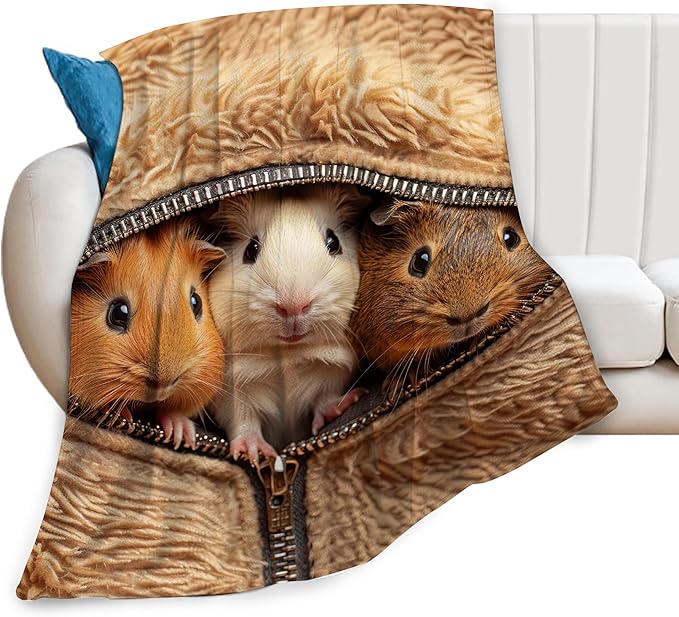 banonaty Guinea Pig Blanket Cute Throw Blankets Cozy Fleece Flannel Plush Bedding Guinea Pig Stuff Gifts for Men Women Boys Girls Teens Adults for Couch Sofa Bed Decor 60"X80"