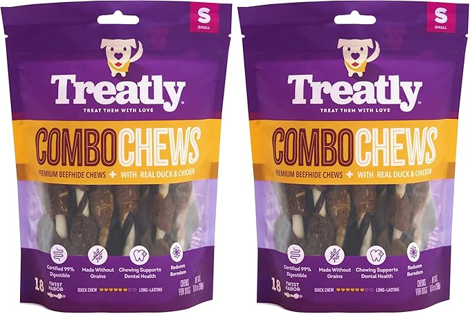 Combo Chews Rawhide/Pork Flavor Rawhide Kabob 5" w/Duck/Chicken Meat Wrap Dog Chew Treats - 18 Count/2 Pack