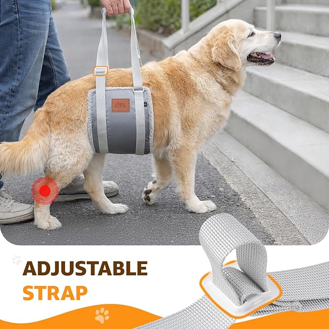 Adjustable Dog Lift Harness Dog Sling for Large Dogs Hind Leg Support Soft Lift Support for Weak Rear Legs, Helps Senior, Injured, Disabled, After ACL Surgery Dogs (Grey&Grey, Large)
