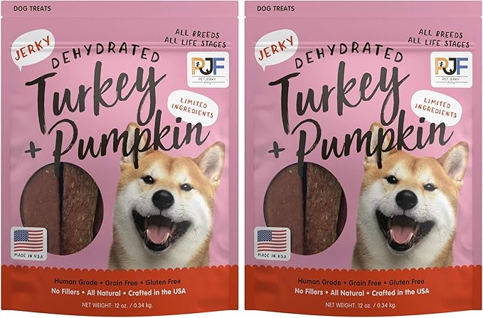 PET JERKY FACTORY Turkey & Pumpkin 12 oz. Dog Jerky Treats | 100% Human Grade | USA Made-| High Protein-| Grain Free-| Limited Ingredients-| No Filler-| BHA-BHT Free-| Soft-Tender,(Pack of 2)
