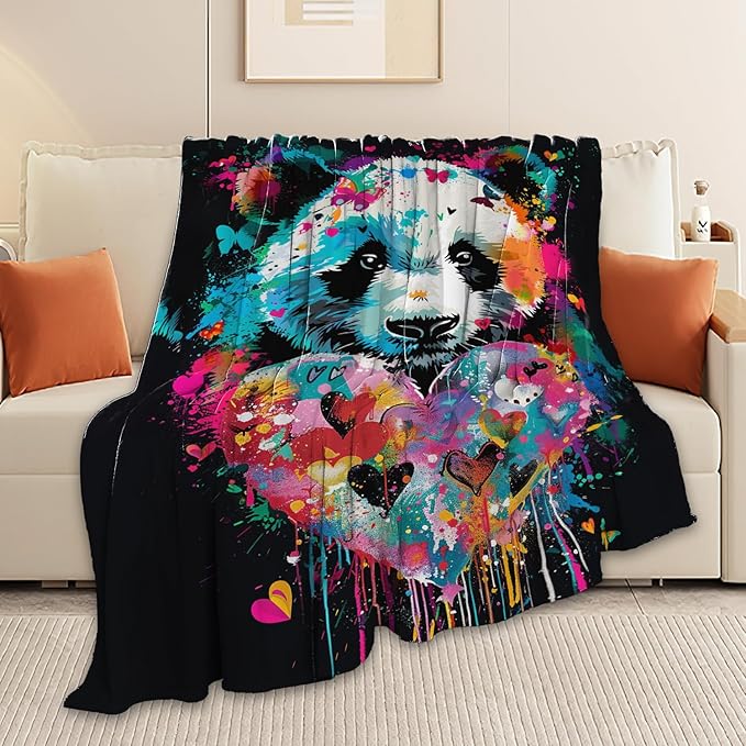 Panda Throw Blanket Panda Stuff Gifts for Kids Girls Boys Adults Women Man Soft Cozy Warm Plush Fluffy Fuzzy Fleece Blanket Decor 40''X50''
