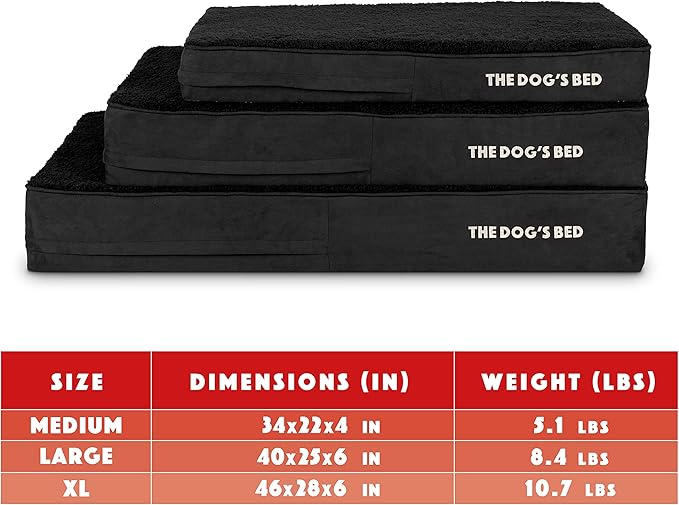 The Dog’s Bed Replacement Outer Cover, Plush Fabric, Black Plush, Large, 6-Inch