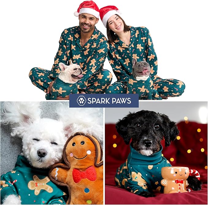 Spark Paws Dog Christmas Pajama, Dog Recovery Suit Male, Onesie, Ultra-Soft and 4-Way Stretch, for Small Medium and Large Breeds - Gingerbread Man - 3XL
