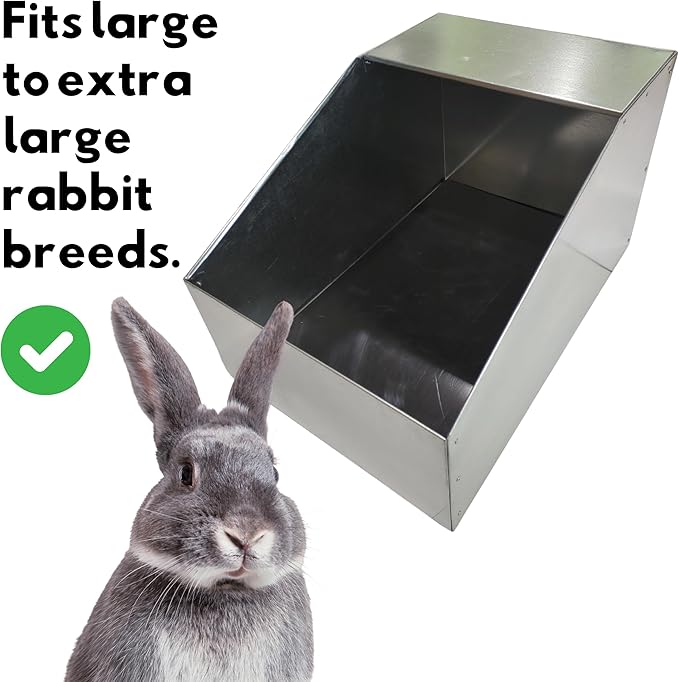 XL Rabbit Nest Box – Galvanized Metal, Removable Floor – Durable, Easy to Clean, Chew-Proof, Nesting Box for Large to Giant Breeds - Rabbit Breeding, Indoor & Outdoor Use, Ideal for Homesteaders