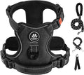 IVY&LANE No Pull Dog Harness for Small Dogs, Dog Vest Harness with Leash, Safety Belt and Storage Strap, Fully Adjustable Harness, 360° Reflective Strip, Soft Handle (Black, XS)