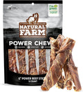 Natural Farm Power Beef Sticks Dog Chews (6”, 5-Pack), 2-in-1 Power Chews: Premium Bully Cheek Wrapped in Beef Esophagus for Double Chewing Time, Promotes Dental Health, Great for Medium Dogs