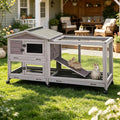 GUTINNEEN Large Rabbit Hutch Indoor Bunny Cage Outdoor with Chew-Proof Ramp 2-Story Mobile Guinea Pig Cages with 3 Pull-Out Trays