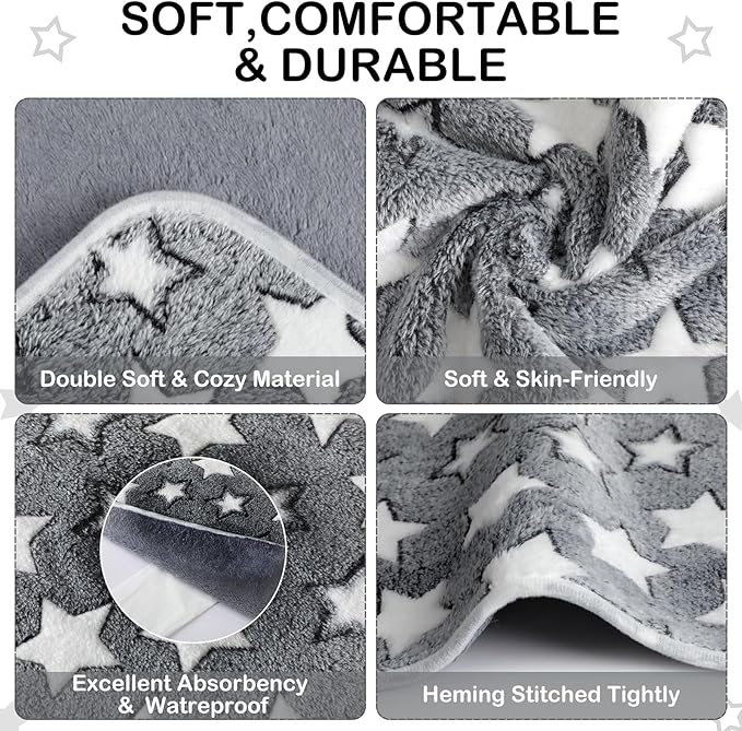 Tranqun 4 Pcs Waterproof Dog Puppies Cat Blankets Bed Mat Washable Crate Kennel Whelping Pads Reusable Pet Pee Pad Soft Reversible Pet Training Pads Sleep Floor Mat Guinea Pig Liner
