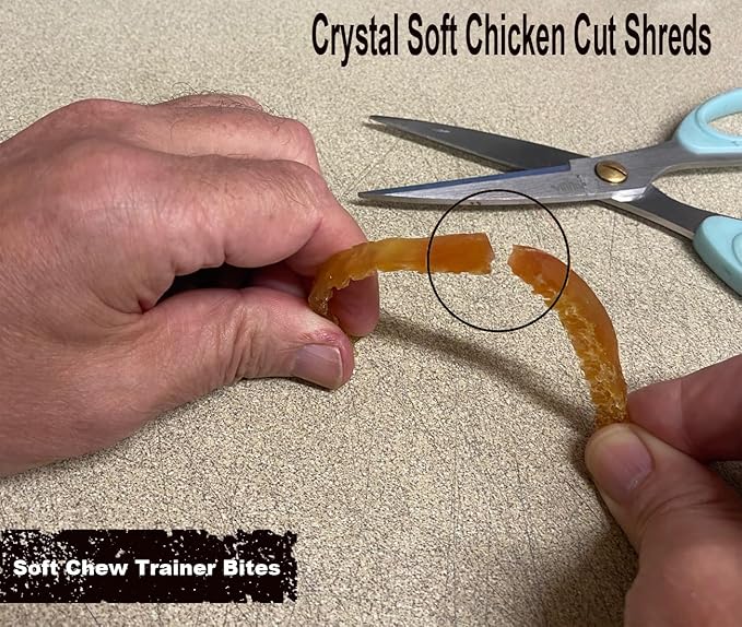 Oven Roasted Single Ingredient Treats for Dogs & Cats | Easy Chew (6.0 oz, Soft Chicken Shreds (Crystal))