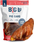 Big Lu – Whole Pig Ears for Dogs, 6 Count, All-Natural Single-Ingredient Pork Treats for Medium and Large Dogs, Easily Digestible, Supports Joint Health with Glucosamine and Chondroitin