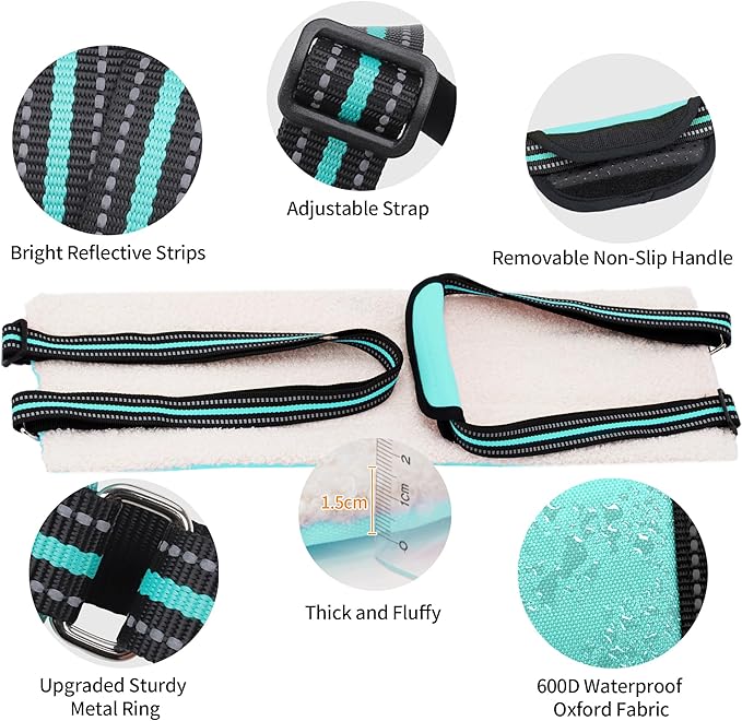 AIITLE Dog Sling for Large Dogs Hind Leg Support - Adjustable Reflective Design with Plush Padding, Ideal for Senior/Arthritic Dogs & Post-Surgery Recovery (Turquoise, L)