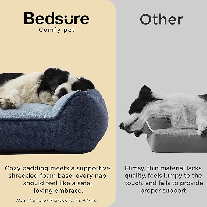 Bedsure SupportMax™ XL Pro Orthopedic Dog Beds Large Sized Dog - As Seen on TV Extra Thick Supportive Dogs Couch with Waterproof Washable Cover, Extra Large Comfort Pet Sofa with Sherpa, Navy, 45"
