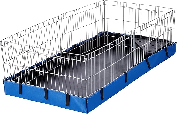 Amazon Basics - Comfortable Indoor-Outdoor Small Pet Guinea Pig Habitat Cage with Canvas Bottom, Blue, 46.65" L x 13.78" W x 23.62" H