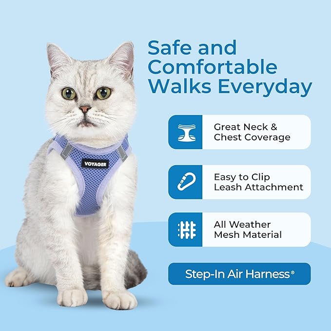 Voyager Step-in Pet Harness - All Weather Mesh, Adjustable Step in Harness for Cats and Dogs by Best Pet Supplies - 307 Set Lavender, M