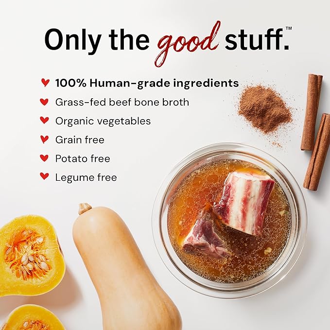 Stella & Chewy's Human-Grade Grass-Fed Beef Bone Broth for Dogs - Joint & Gut Health Liquid Food Topper with Collagen & Turmeric, 16 Fl Oz Resealable Pouch