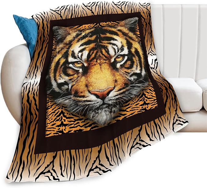 Tiger Throw Blanket Tiger Stuff Gifts for Kids Girls Boys Adults Women Men Soft Cozy Warm Plush Fluffy Fuzzy Fleece Blanket Decor 40''X50''