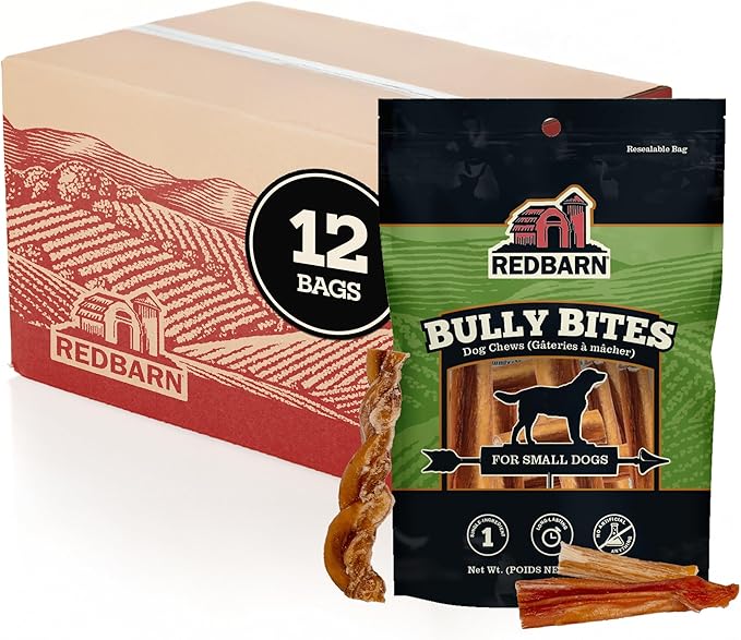 Redbarn Bully Bites Dog Treat, All-Natural, Single-Ingredient, Rawhide-Alternative Beef Chew, 10-Ounce Bag (Case of 12)