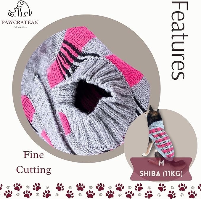 Cute Sweater for Dogs and Cats Soft Flannel Pet Outfit Warm and Cozy Animal Hoodie Small to Large Pet Clothes for Halloween Parties and Everyday Wear (Small, Pink Checkered with Hat)