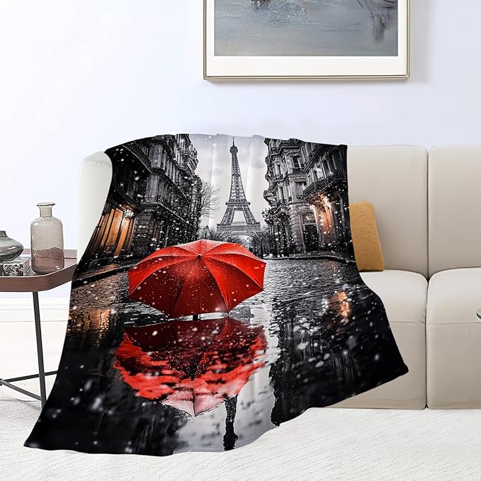 Eiffel Tower Decor Blanket, Paris Throw Blankets, Eiffel Tower Gifts for Boys Girls Women Men Lover Adult Cozy Fleece Flannel Bedding Stuff Plush for Couch Sofa Bed Decor 50"X40"