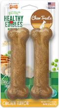 Nylabone Healthy Edibles Natural Dog Chews Long Lasting Chicken Flavor Treats for Dogs, Medium/Wolf (2 Count)