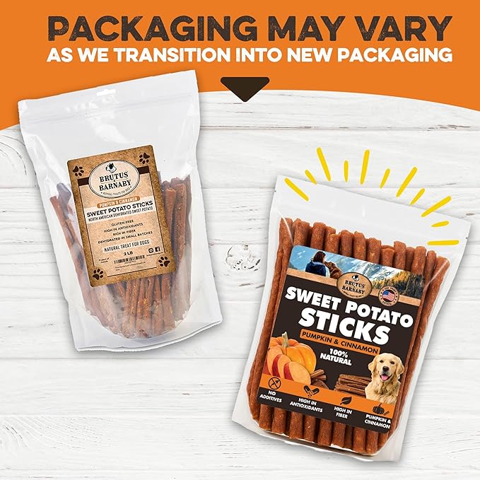 USA Sweet Potato Dog Treats - Grain Free, Cinnamon Pumpkin Crunchy Sticks are Great Tasting, Promote Positive Dog Gut Health with Natural Anti-Diarrhea Properties, no Preservatives Added