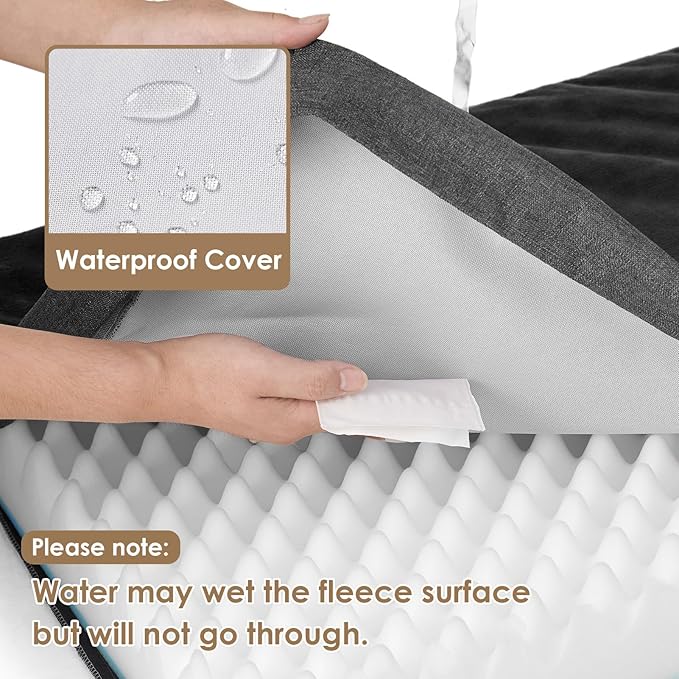 EHEYCIGA Orthopedic Dog Bed Waterproof 47"x29", Memory Foam Pet Bed for XXLarge Dog Bed, Washable Pet Mat with Removable Cover, Dark Grey