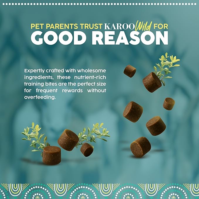 Karoo Wild Training Bits Thyme Seasoned Treats for Dogs – 4 oz – Soft & Chewy Protein Bits Made with African Antelope – Great for On-The-Go Rewards & Positive Reinforcement