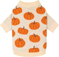 Fitwarm Pumpkin Dog Sweater, Thanksgiving Outfit for Small Dogs Boy Girl, Pet Outfit, Orange, Beige, Medium