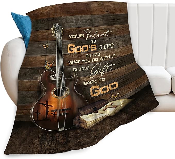 Guitar Gifts Blanket Rock Christian Guitar Throw Blankets Cozy Fleece Flannel Blanket Soft Warm Plush Lightweight Blanket Music Gifts for Guitar Players Men Women Boys Girls for Couch Sofa Bed 60"X80"