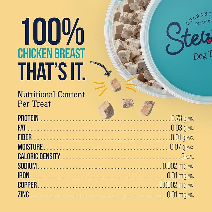 Stewart 100% Chicken Breast Dog Treats, 14.8 oz Tub, ~280 Pieces, Freeze Dried Raw, Ingredient, 74% Protein Training Treats or Meal Topper, Grain Free, Gluten Free, (Pack of 2)