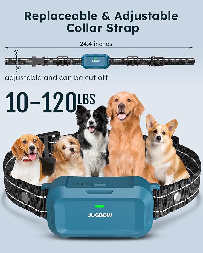 Jugbow Dog Shock Collar - 4200FT Dog Training Collar with Remote, IPX7 Waterproof Electric Collar with 4 Training Modes, Security Lock, Rechargeable e-Collar for Dogs 10-120lbs (Blue 2 Pack)