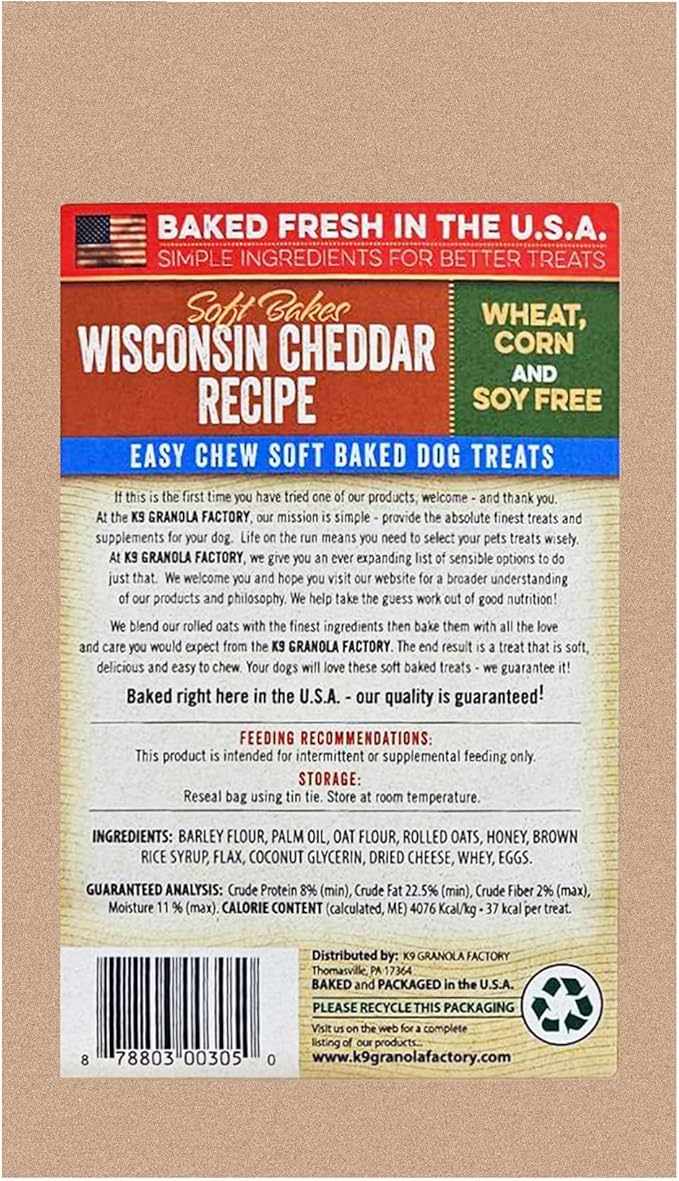 K9 Granola Factory Soft Bakes Wisconsin Cheddar, 12Oz